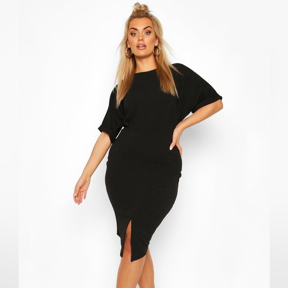Boohoo Black Midi Dress